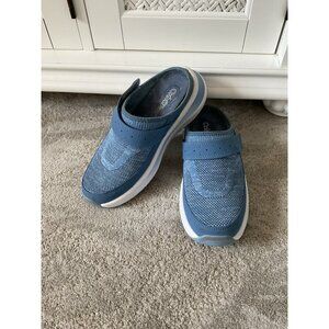 OrthoFeet  Women’s Iris Mule Slip On Comfort Support Blue Knit Shoe Size 7M